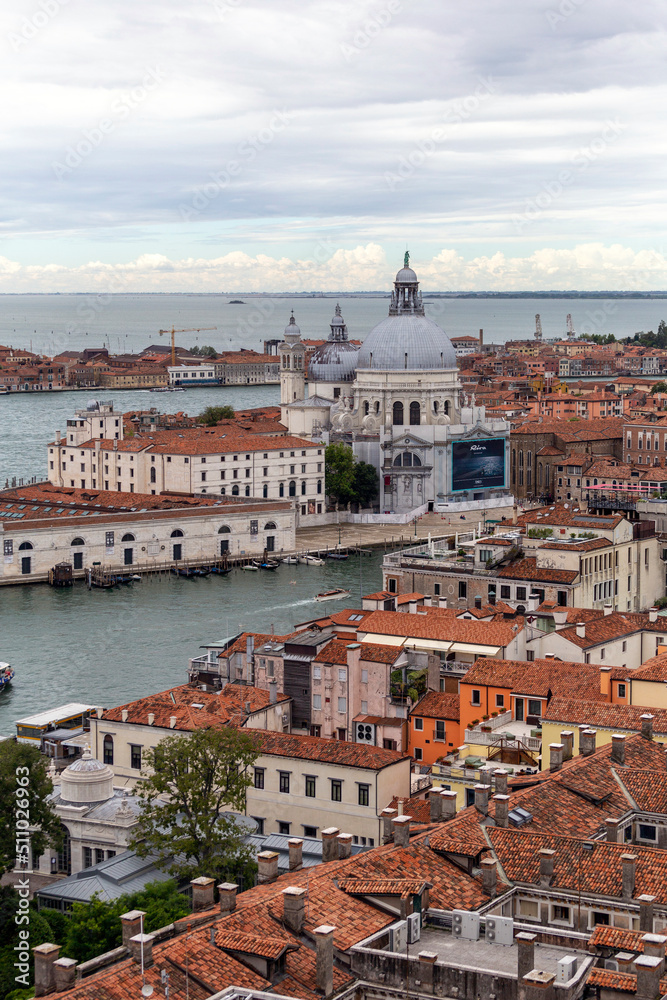 View of the Basilica di Santa Maria della Salute in Venice from the St Mark's Campanile