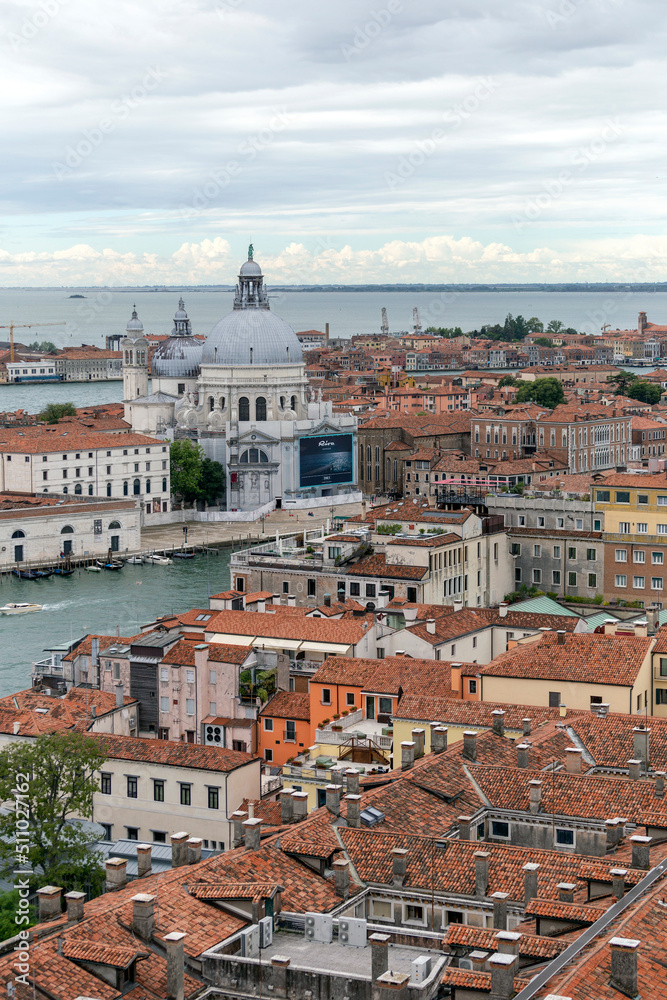 View of the Basilica di Santa Maria della Salute in Venice from the St Mark's Campanile