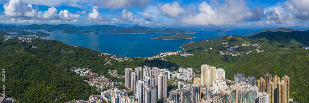 Fototapeta premium Top view of Hong Kong city