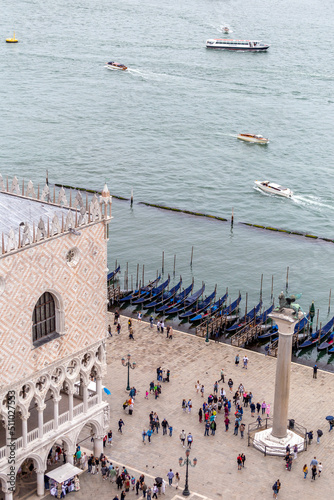 View of the Doge's Palace in Venice from the St Mark's Campanile