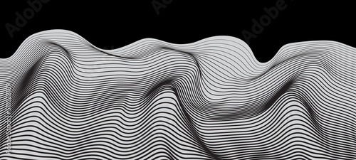 Hallucination. Optical illusion. Twisted illustration. Abstract futuristic background of stripes. Dynamic wave. Vector.