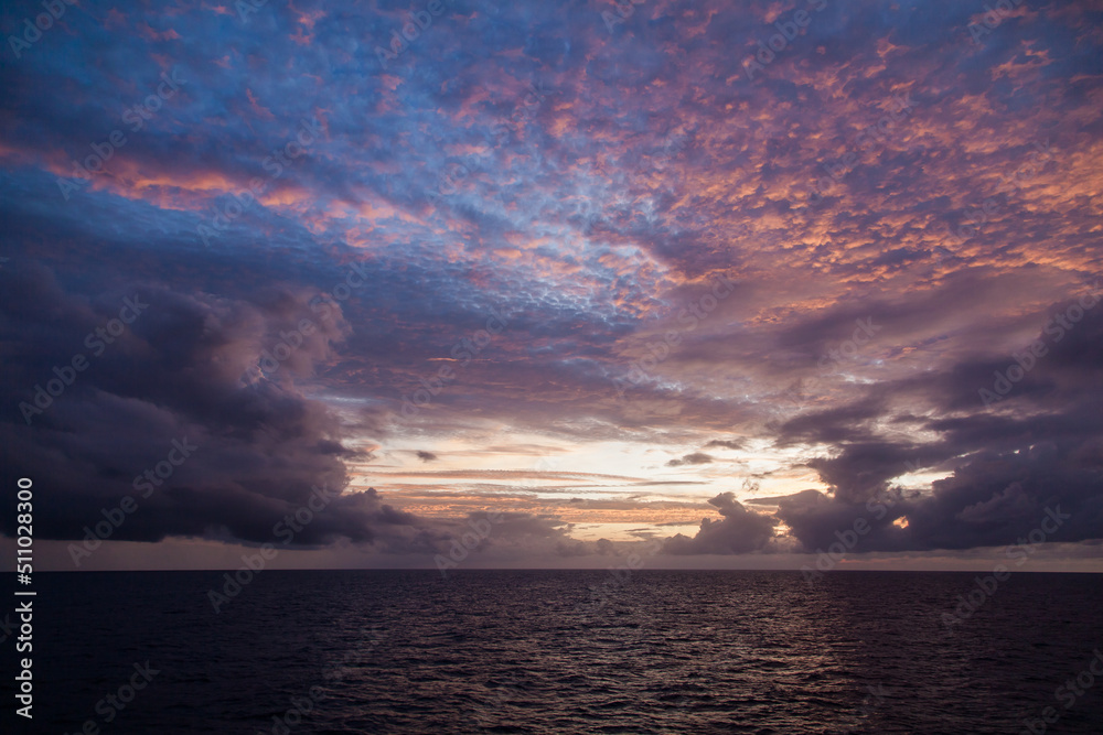 Sky in the ocean after sunset.