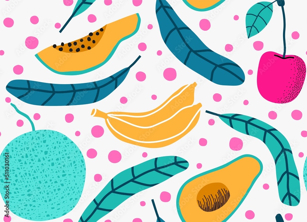 seamless pattern with Cute summer fruit background. seamless pattern with Cute summer fruit background.