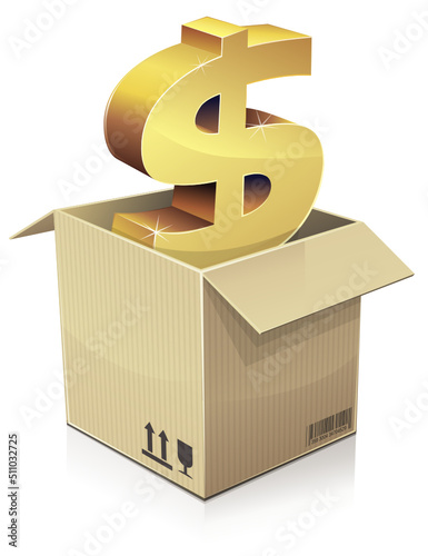 Cardboard box and dollar value