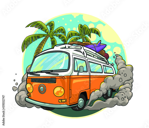 family tropical travelling with van