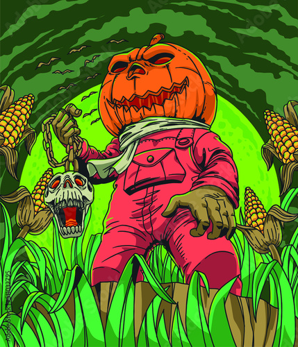 scary pumpkin head monster haunted