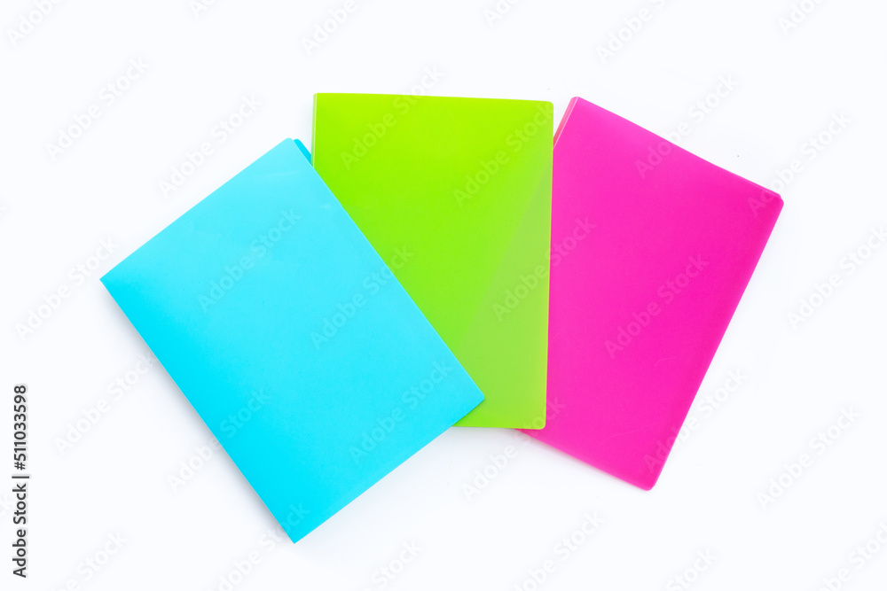 Office folders on blue background. Office folders on blue background.