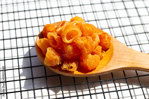 Dried longan on white background. photo