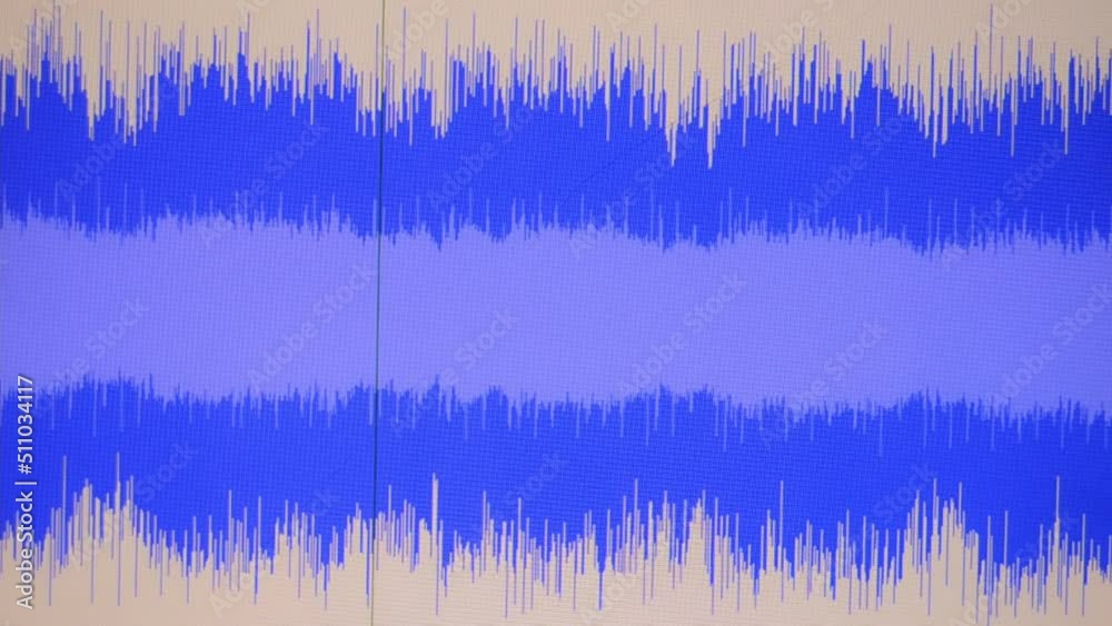 Sound waves on a screen. Monitoring in the audio recordings studio. Creation of audio content. Sound waves on a screen. Monitoring in the audio recordings studio. Creation of audio content.