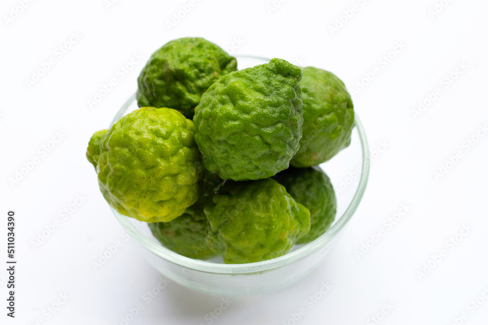 Bergamot kaffir lime herb fresh isolated on white Bergamot kaffir lime herb fresh isolated on white
