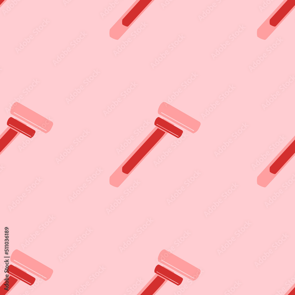 Seamless pattern of large isolated red mens razor symbols. The elements are evenly spaced. Vector illustration on light red background Seamless pattern of large isolated red mens razor symbols. The elements are evenly spaced. Vector illustration on light red background