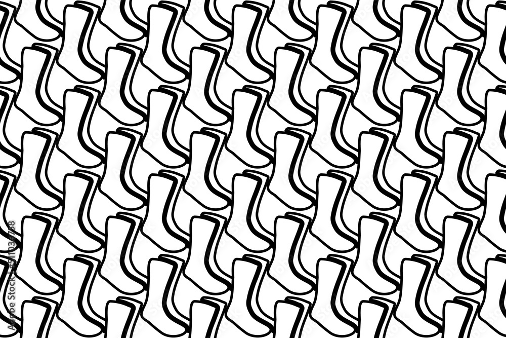 Obraz premium Seamless pattern completely filled with outlines of socks symbols. Elements are evenly spaced. Vector illustration on white background