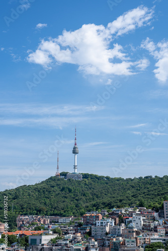 Itaewon district and Namsan Tower in Yongsan, Seoul, South Korea photo