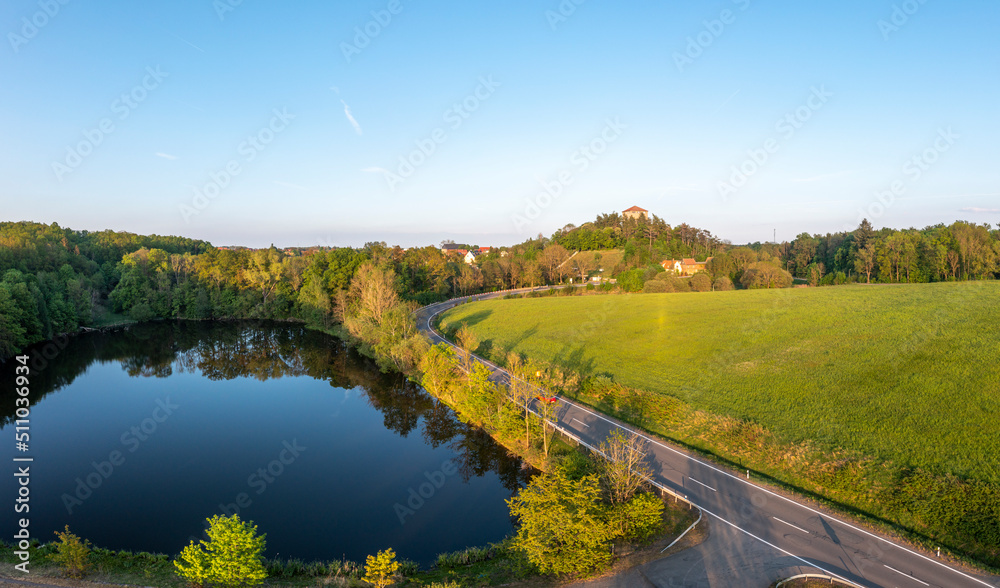 Blick nach Harzgerode im Harz mit Wasserturm Blick nach Harzgerode im Harz mit Wasserturm