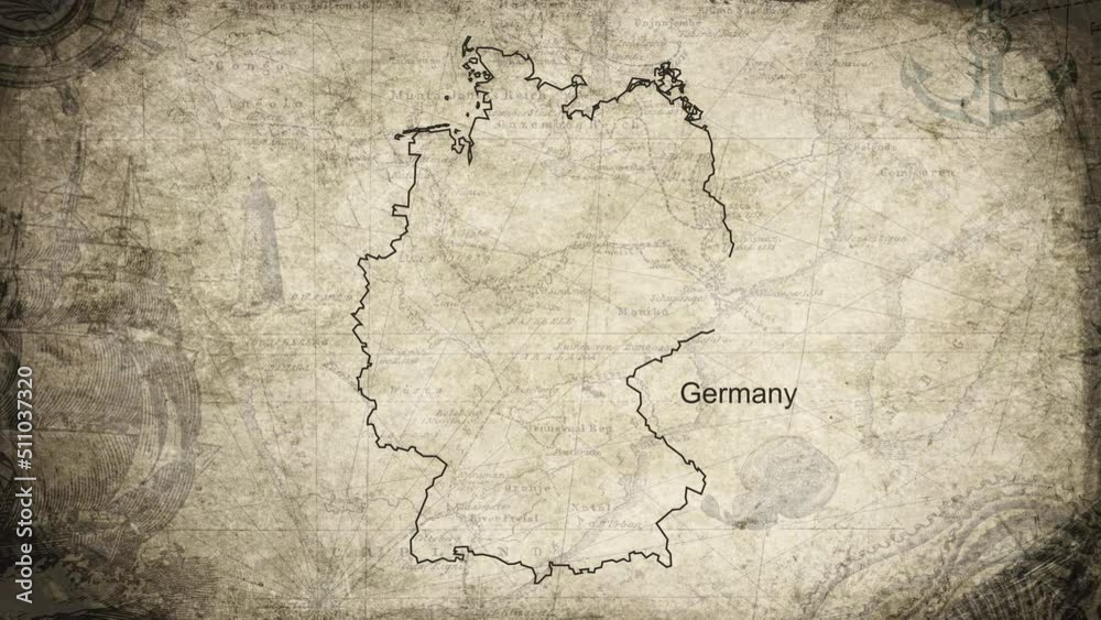Germany map drawn on a cartography background sheet of paper Stock Germany map drawn on a cartography background sheet of paper Stock