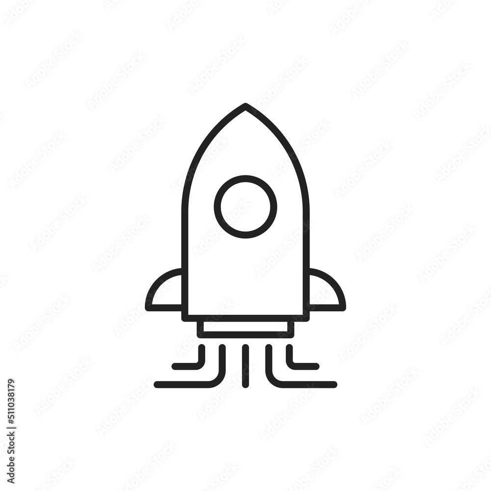Rocket as a symbol of a startup or the beginning of an advertising campaign. High quality black vector illustration.. Rocket as a symbol of a startup or the beginning of an advertising campaign. High quality black vector illustration..