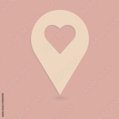 geotagging geographic location maps illustration 
with a heart inside