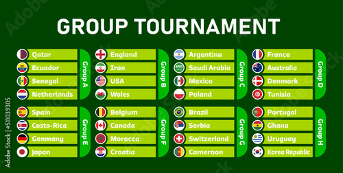 World Cup football championship 2022 groups vector