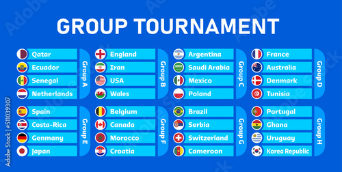 World Cup football championship 2022 groups vector
