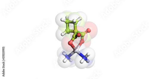 Carboplatin, anticancer drug, 3D molecule  photo