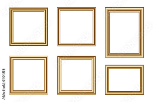 set of golden picture frames