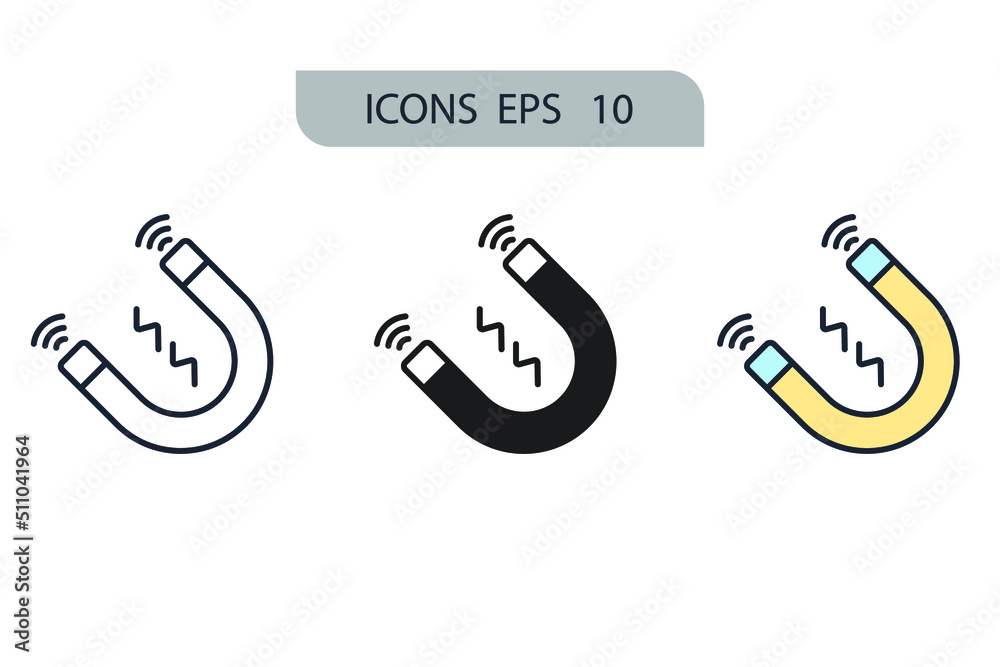 Magnet icons symbol vector elements for infographic web Magnet icons symbol vector elements for infographic web