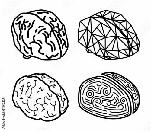 Brain thinking concept background. Isometric illustration of brain thinking vector concept background outline isolated on white background