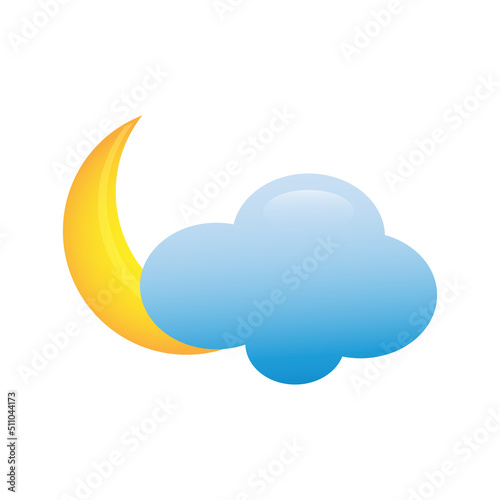 Moon and cloud weather web icon, meteorology shapes sign. Weather forecast vector icon.