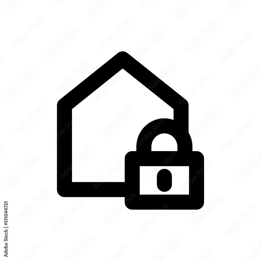 Simple house and padlock icon, Vector outline icon on white background. Simple house and padlock icon, Vector outline icon on white background.