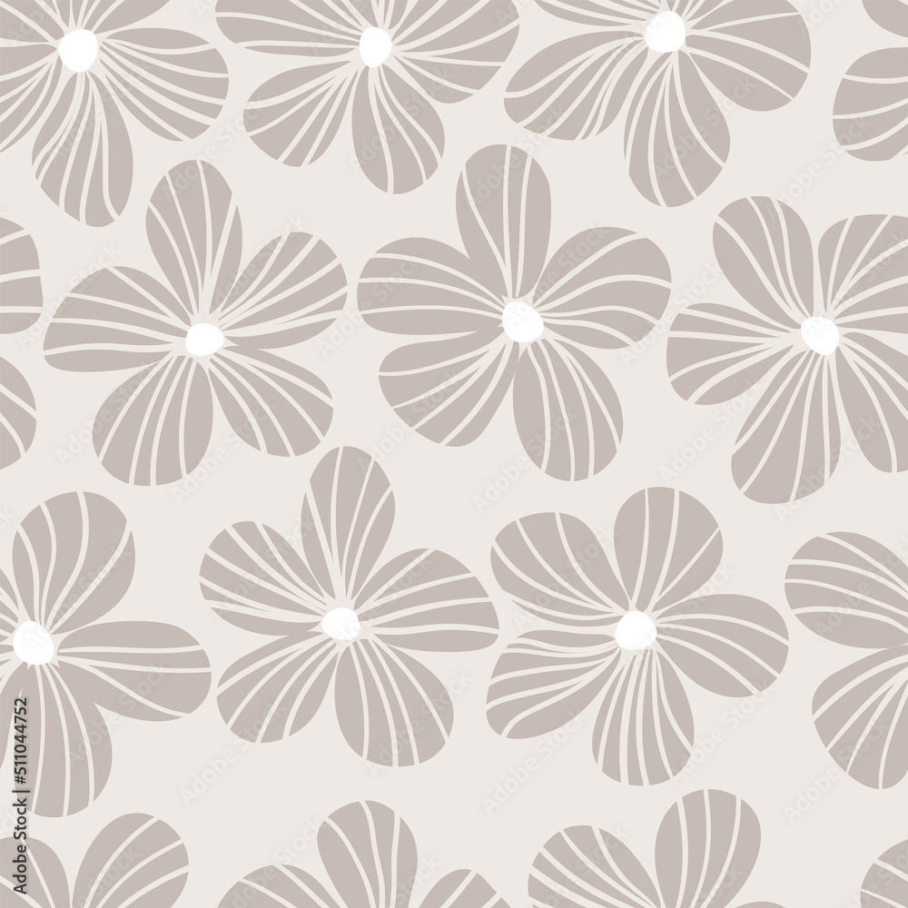 Simple floral background. Minimalist botanical seamless pattern. Stylized nature shapes. Scandinavian design. Fashion vector print with cartoon flowers Simple floral background. Minimalist botanical seamless pattern. Stylized nature shapes. Scandinavian design. Fashion vector print with cartoon flowers