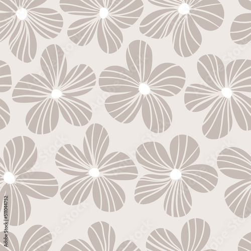 Wallpaper Mural Simple floral background. Minimalist botanical seamless pattern. Stylized nature shapes. Scandinavian design. Fashion vector print with cartoon flowers Torontodigital.ca
