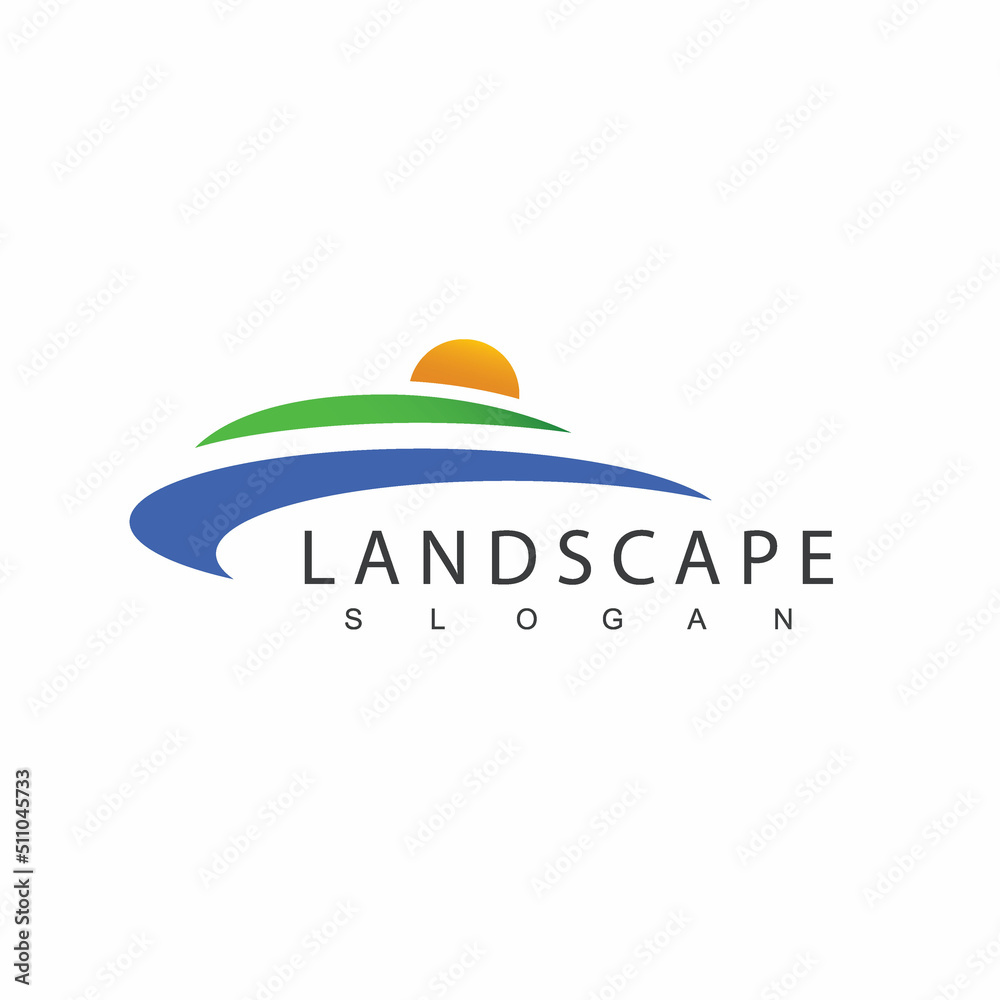 Landscape Logo Design Template, Suitable For Farm, Hotel And Travel Company Icon Landscape Logo Design Template, Suitable For Farm, Hotel And Travel Company Icon