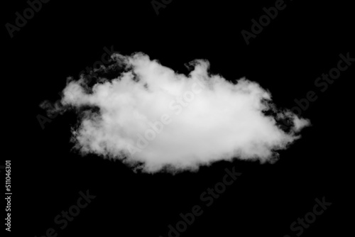 Single white cloud isolated on black background, beautiful black and white single cloud