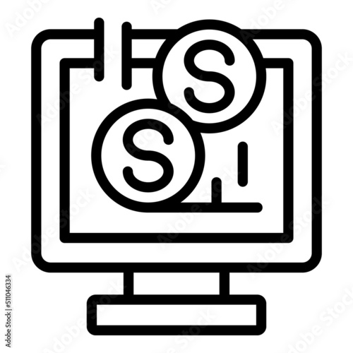 Monetize icon outline vector. Data profit. Database conversion