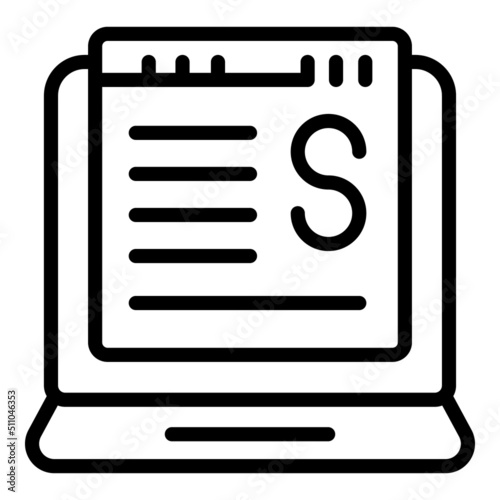Pc monetize icon outline vector. Money video. Data blog