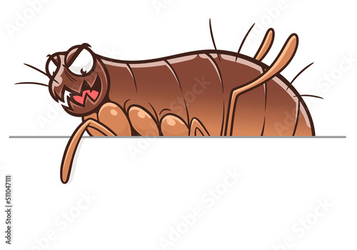 Frame design element with cartoon flea. Cartoon flea series. 