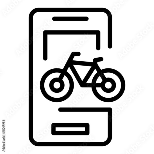 Smartphone bike rent icon outline vector. Park area. Rack station