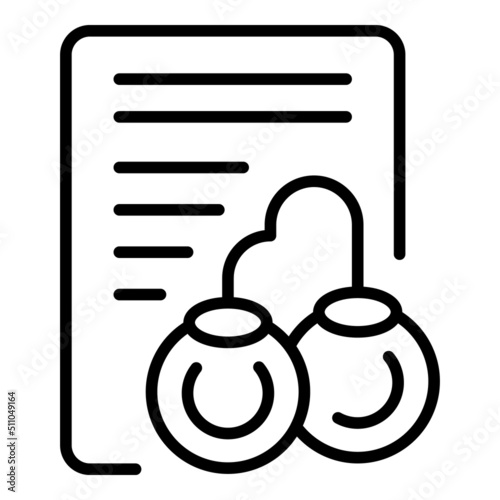 Handcuff paper icon outline vector. Hand jail. Police arrest