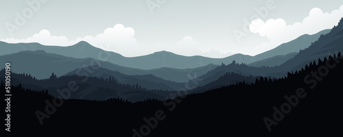 panorama of mountains in the morning.