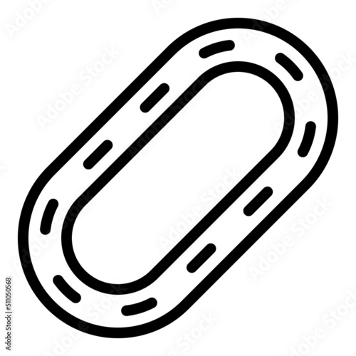 Run race track icon outline vector. Start finish. Car top road