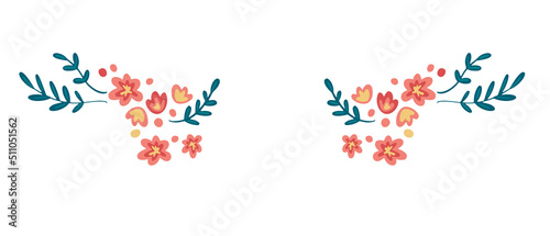 Flower border template with copy space. Hand drawn vector design