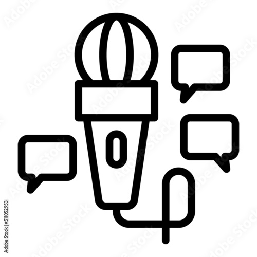 Microphone reporter interview icon outline vector. Tv news. Talk show