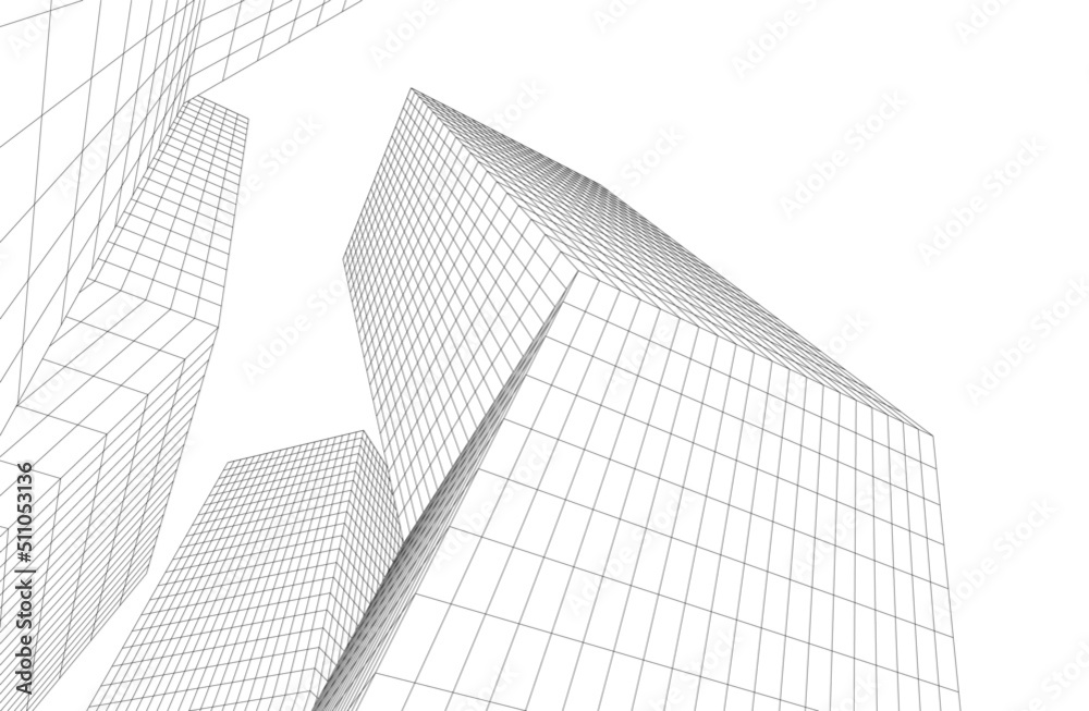 abstract architecture 3d drawing