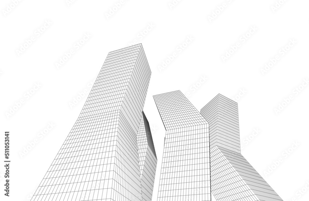 abstract architecture 3d drawing