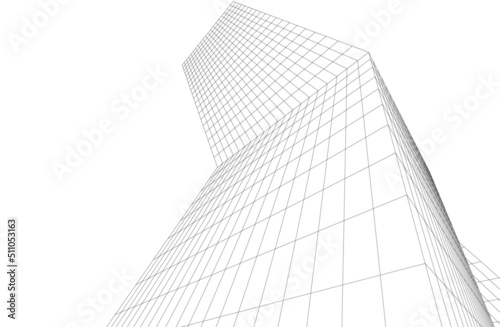 abstract architecture 3d drawing