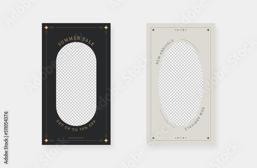 Minimalist fashion social media stories. Trendy editable social media stories template. Vector illustration.