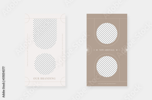 Minimalist fashion social media stories. Trendy editable social media stories template. Vector illustration.