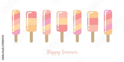 happy summer holiday banner design with lollipop ice cream