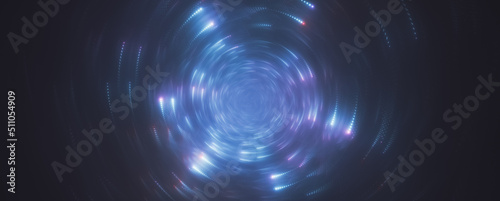 Abstract blue circular shining starlight trail background photo