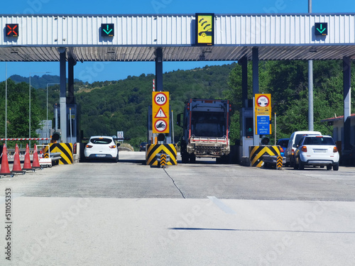 toll station in egnatia street greece car drivers road highway photo